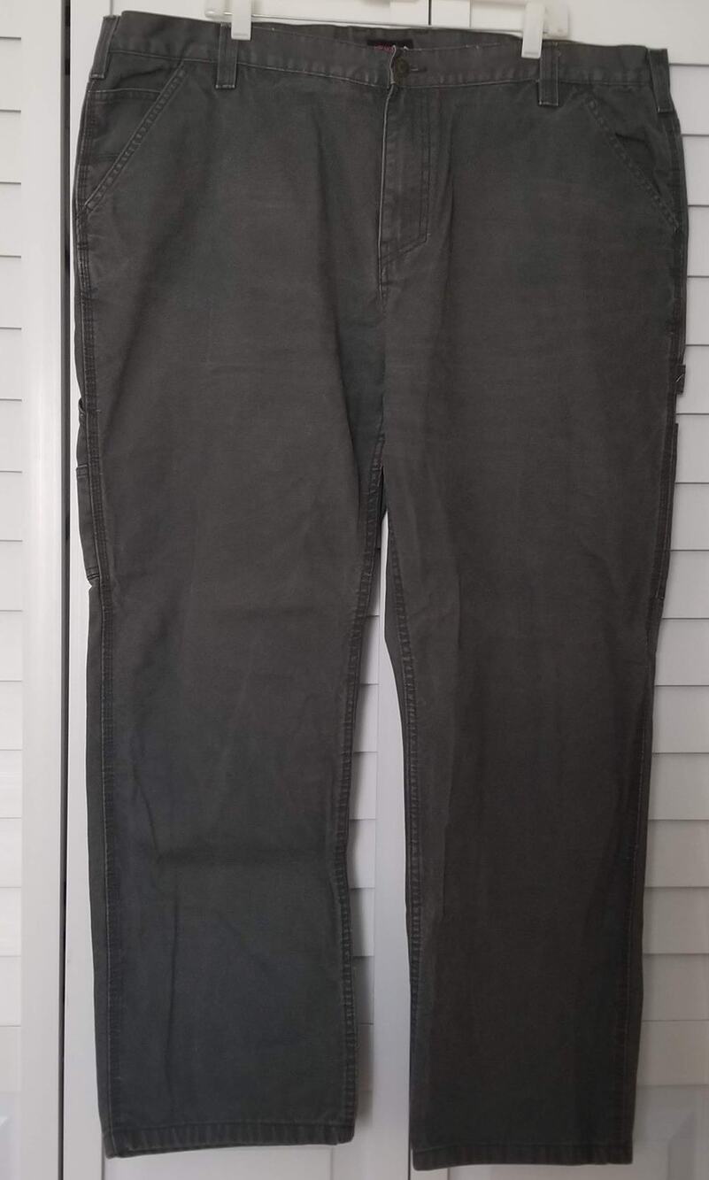 Men's Wolverine Work Pants Size 44 x 32 Dark Gray Heavy Duty Canvas Material